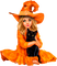 Girl.Witch.Child.Cat.Halloween.Orange.Black - png gratuito GIF animata