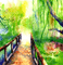 background painting path summer