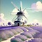 Lavender Field and Windmill - png ฟรี GIF แบบเคลื่อนไหว