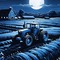 Blue Tractor in Blue Field - PNG gratuit GIF animé