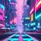Futuristic Cyberpunk Neon City - бесплатно png анимированный гифка