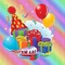 image encre gâteau pâtisserie arc en ciel  bon anniversaire edited by me - gratis png geanimeerde GIF
