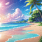 summer beach anime landscape background - GIF animé gratuit
