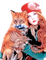 Woman and fox - zdarma png animovaný GIF
