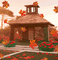 Autumn Hut with Rose Bushes - Бесплатный анимированный гифка анимированный гифка