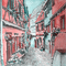 dolceluna pink teal background vintage street - GIF animé gratuit GIF animé