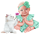 Kaz_Creations Baby Enfant Child Girl Colours Colour-Child With Cat Kitten Animated - GIF animé gratuit GIF animé