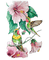 soave deco bird flowers hummingbird green pink - png gratis GIF animado