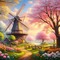 Background - Windmill - Spring - gratis png geanimeerde GIF