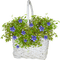 Panier osier blanc avec fleurs bleues