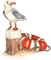soave deco bird summer vintage  brown blue red - 免费PNG 动画 GIF