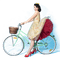 woman with bicycle bp - gratis png animerad GIF