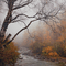 autumn landscape tree fog - PNG gratuit GIF animé