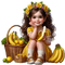 Little Girl -Banana - Yellow - Green - Brown - безплатен png анимиран GIF