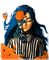 Woman.Roses.Fantasy.Blue.Orange - KittyKatLuv65 - ilmainen png animoitu GIF
