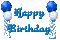 Blue and White Happy Birthday Balloons - Darmowy animowany GIF animowany gif