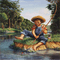 fishing boy summer paintinglounge