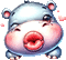 ♥❀❀❀❀ sm3 winter pink hippo cute kiss - Gratis geanimeerde GIF geanimeerde GIF