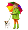 Mädchen, Girl, Hund, Regenschirm - png gratis GIF animado