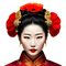 Asian woman poppies - zdarma png animovaný GIF