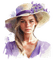 violet, lavender, girl, flowers, summer, hat - nemokama png animuotas GIF