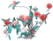 soave deco flowers vintage branch  pink teal - δωρεάν png κινούμενο GIF