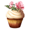 cupcake bianco con rose - png gratis GIF animasi