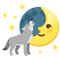 Emoji Kitchen wolf howling at moon - png gratis GIF animado