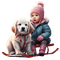 loly33 enfant chien luge hiver - PNG gratuit GIF animé