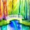 Rainbow Forest and Bridge Watercolour - nemokama png animuotas GIF