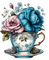 tasse, cup, blue, flowers, vintage - GIF animado grátis