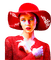 Woman with a red hat - gratis png animerad GIF