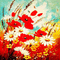 Animated flowers fall red fond [Basilslament] - GIF animé gratuit