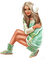Femme Vert Blanc:) - png gratis GIF animado