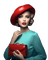 Женщина в красной  шляпе - png gratuito GIF animata