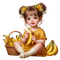 Little Girl -Banana - Yellow - Green - Brown - GIF animé gratuit