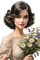 Woman with Flower Bouquet - Gratis animerad GIF