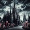 Gothic Village with Candy Canes - gratis png animeret GIF