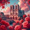Notre Dame with Red Roses - png gratis GIF animado
