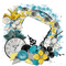 dolceluna spring blue yellow frame scrap - PNG gratuit GIF animé