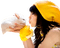 Kaz_Creations Woman Femme Rabbit Yellow - PNG gratuit GIF animé