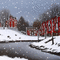 Snowy Town with Red Buildings - GIF animé gratuit GIF animé