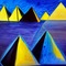 Blue & Yellow Pyramids - Free PNG Animated GIF