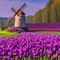 Purple Tulip Field and Windmill - besplatni png animirani GIF