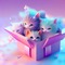 cute cats in a box - GIF animé gratuit