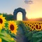 Sunflower Field with Arch - png gratis GIF animasi