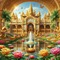 fantasy gold green fountain background - PNG gratuit GIF animé