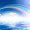 Fond arc-en-ciel debutante fond ciel bleu nuage mer rainbow bg sky bg cloud sea - PNG gratuit GIF animé
