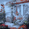fondo casa jardin  azul rojo gif dubravka4 - GIF animé gratuit GIF animé
