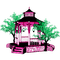 Asian Pagoda.Pink.Green - ingyenes png animált GIF